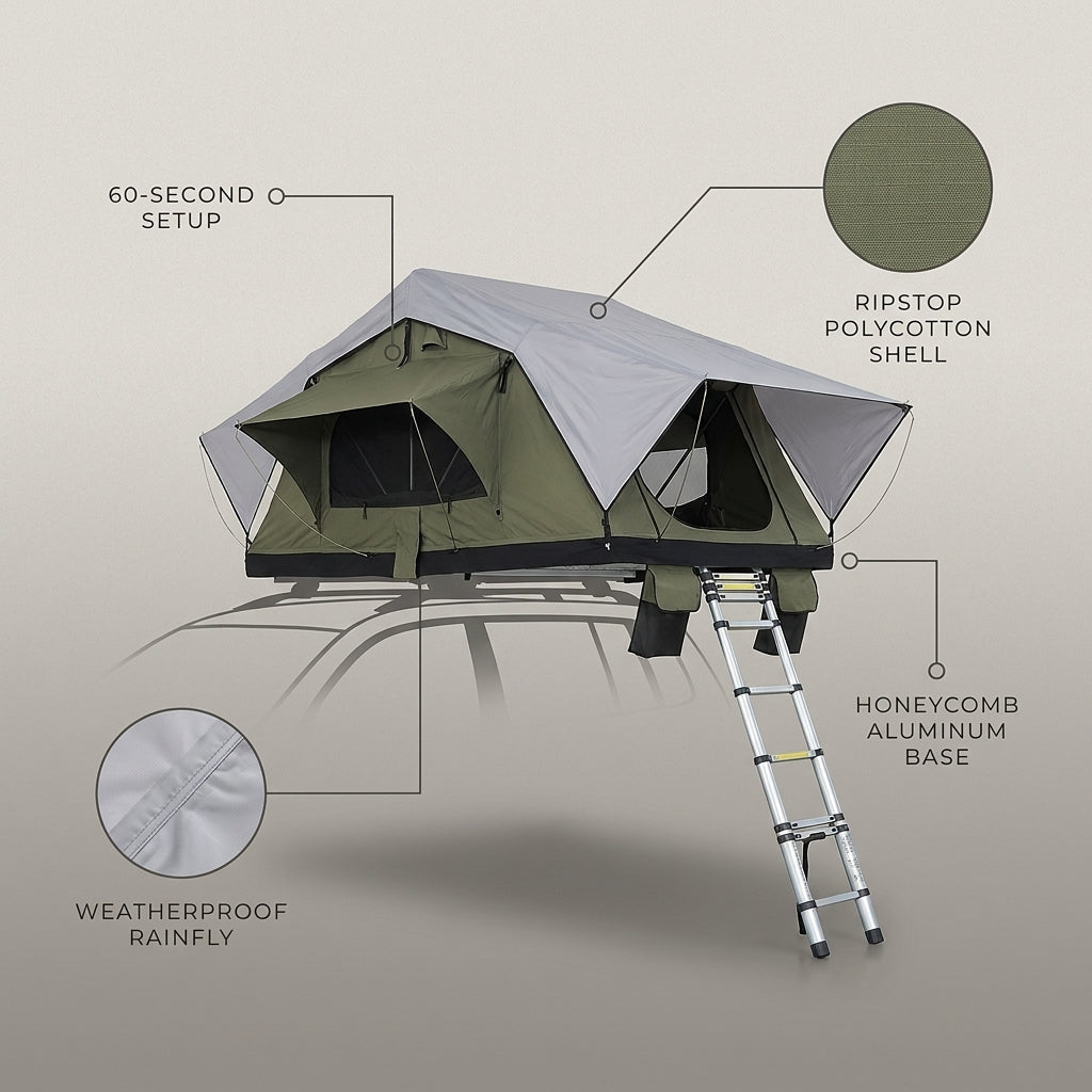 AlpineNest Summit Rooftop Camper Tent — infographic