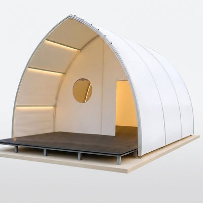 Luxury Glamping Pavilion Designed for Outdoor Retreats, Anodized Aluminum Frame, Linear LED Lighting, 550cm Length